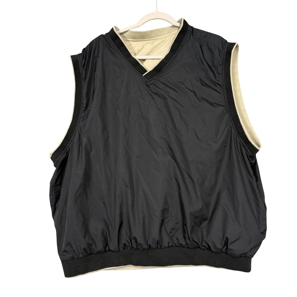 Wedge‎ Vest Mens 2XL Black Beige Reversible Golf Windbreaker Pullover Casual